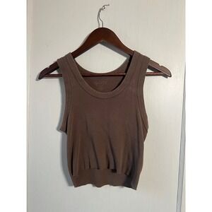 Brandy Melville Ribbed‎ Cropped Tank Top Brown Sleeveless Racerback one size